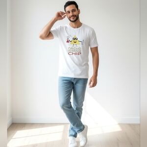 Men Graphic White TShirt short sleeves Fun Design Size Medium NWT